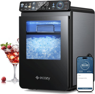 Smart Nugget Ice Maker Countertop, First Full-Color Smart Panel Ice Machine with APP Control, Double-Layer