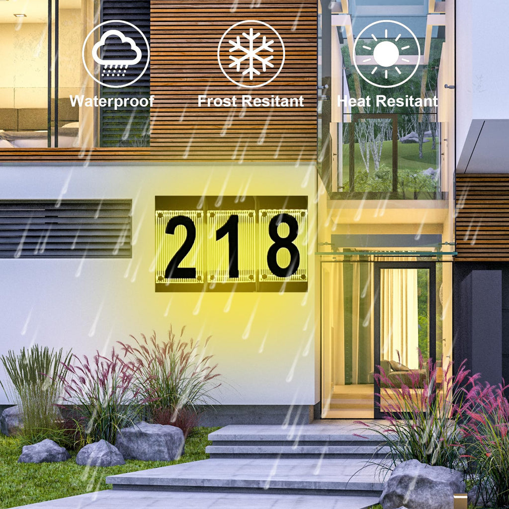 Solar House Numbers for Outside, 3D Acrylic Number Colorful light Remote Control, Solar Address Sign, Lighted Modern