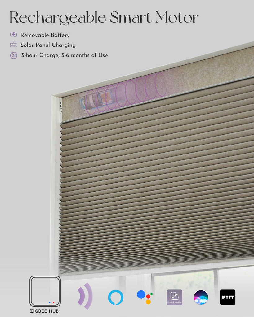 Motorized Blackout Cellular Shades, Custom Size, Melange Coffee