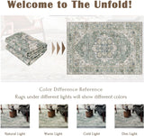Area Rugs 9x12 Living Room - Large Washable Sage Green Boho Rugs