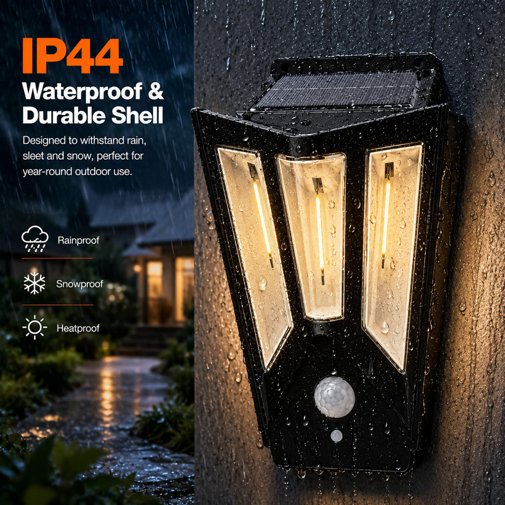 Solar Wall Lights Outdoor, Motion Sensor Dusk to Dawn Filament Wall Light