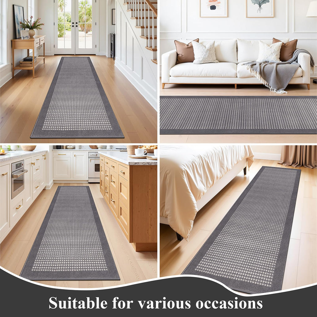 Runner Rug s 2.6'x10' Heavy-Duty Durable Entryway Floor Mat with Non Slip Rubber Backing Low-Pile High Traffic Carpet
