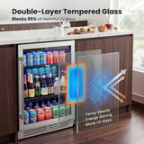 Beverage Refrigerator & Drink Fridge - 24 inch 180 Cans Beer Cooler Glass Door, 