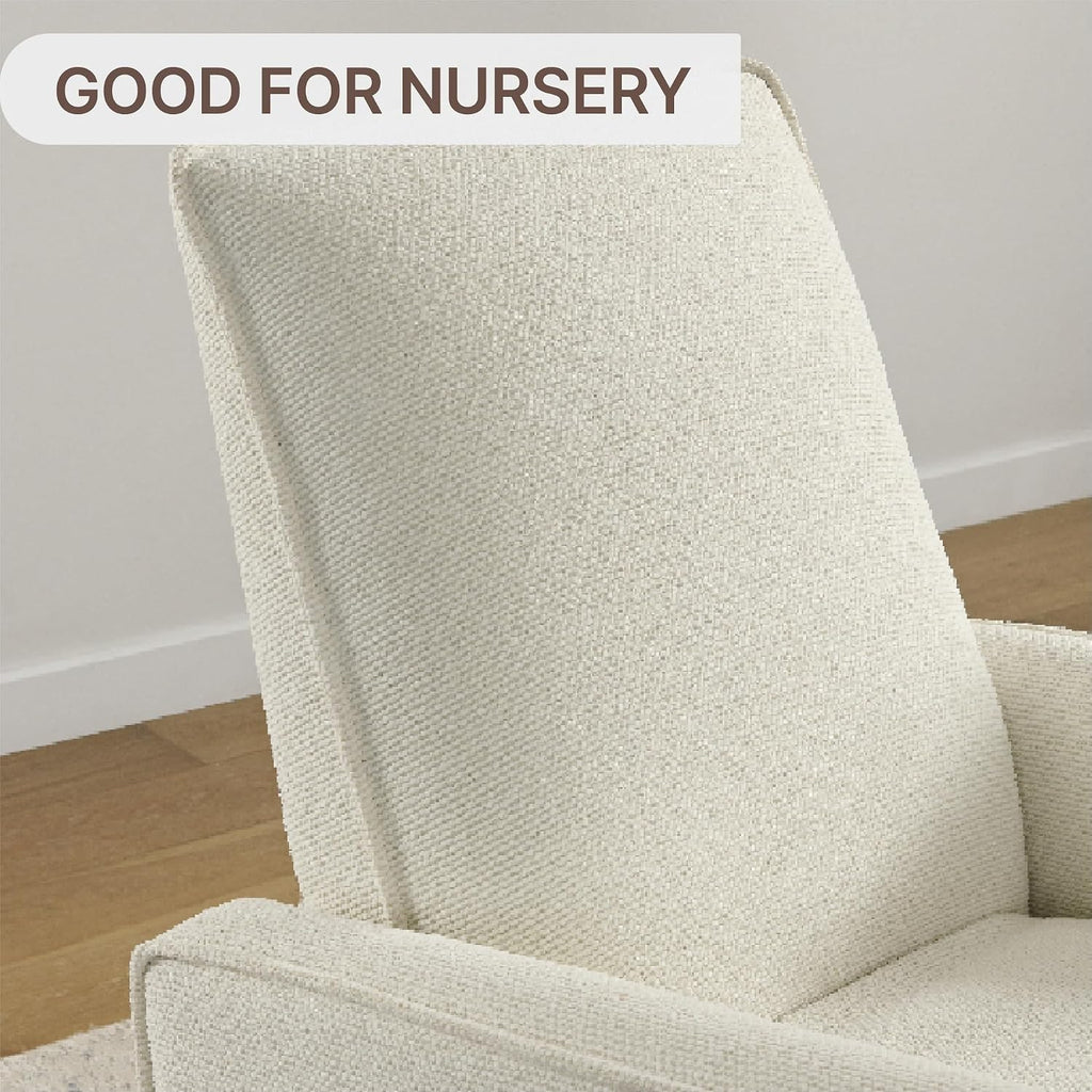 Swivel Rocker Recliner Chair, Nursery Glider Recliner Manual Rocking Comfy Upholstered Fabric Reclining Single Sofa