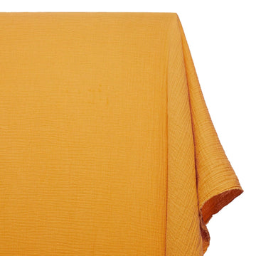 Double Cotton Gauze Fabric Woven Sheer Crinkle Texture Gause Cloth Material By The Yard & Wholesale - Mustard (10