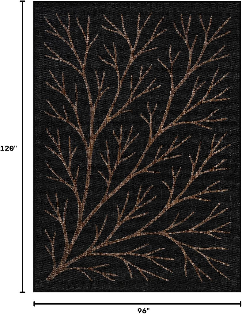 Washable Indoor Outdoor Rug 8x10 Modern Area Rugs Branch Pattern Non Shedding Waterproof Easy Clean Patio Deck Porch