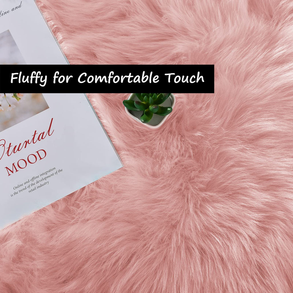 Pink Fur Rug Sheepskin Rug 2x6 Fluffy Runner Rug Dorm Fuzzy Furry Cute Shag Rug Decor Washable Sheepskin