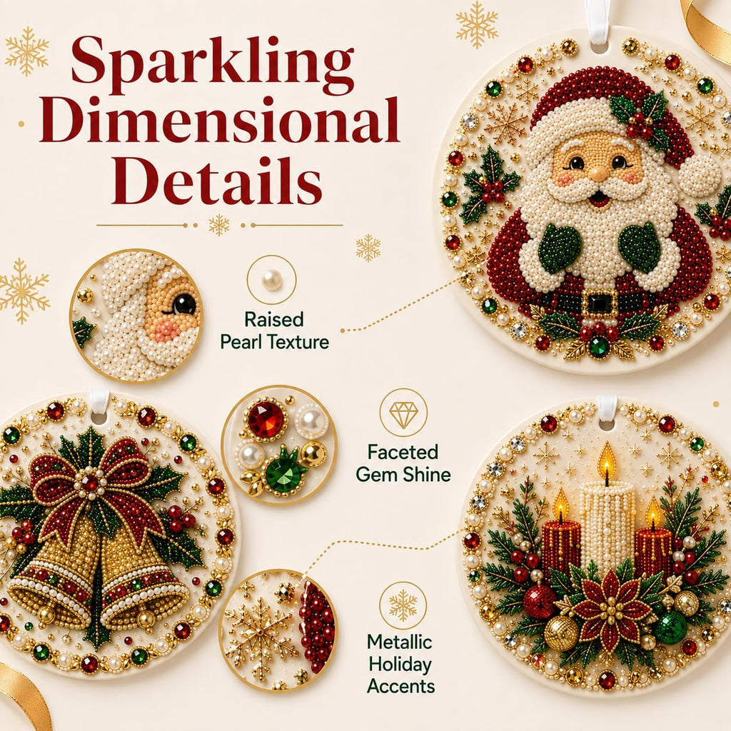 DIY Pearl & Gem Christmas Ornament Collection (Santa Claus)