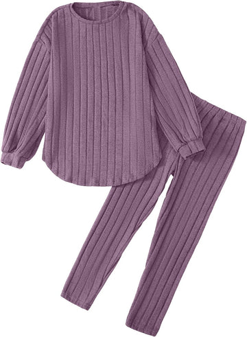 Toddler Girl Clothes 2 Piece Fall Outfit Ribbed Top & Leggings Set