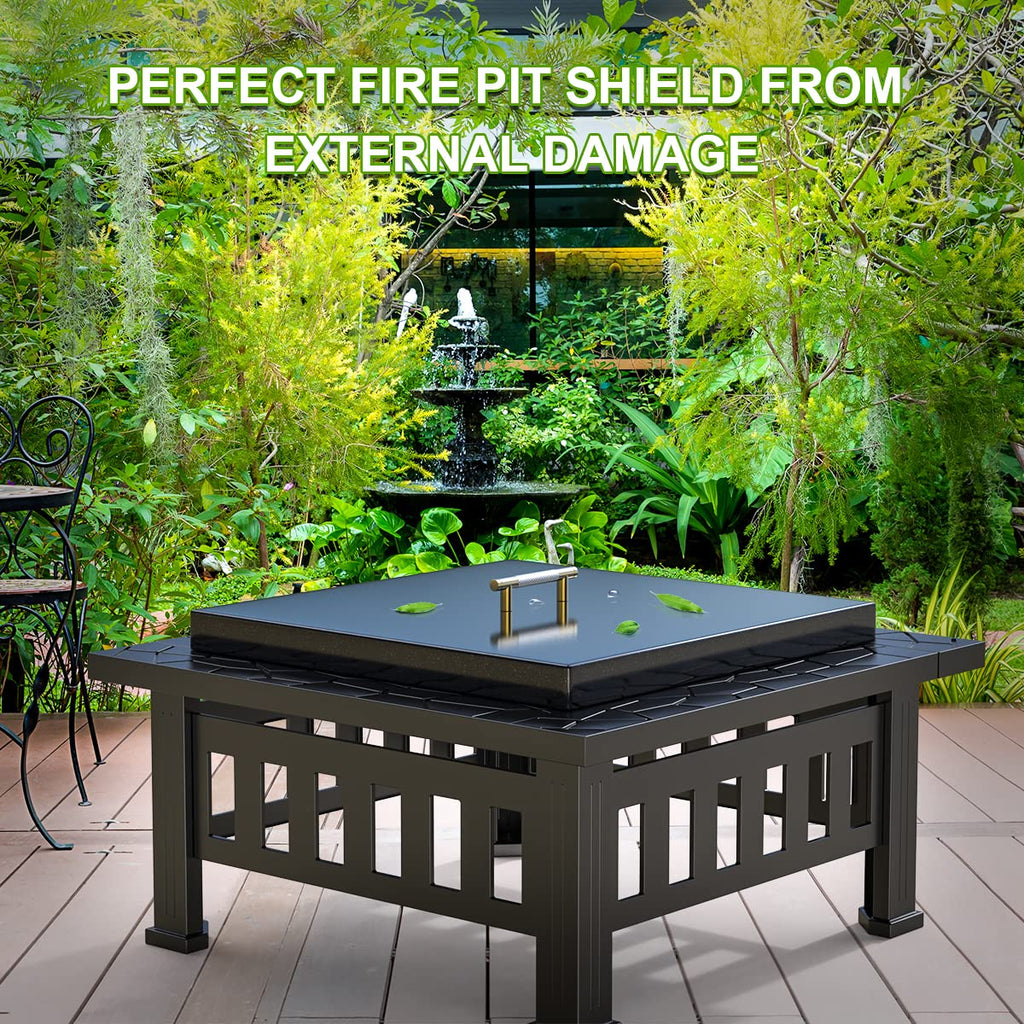 21"x21" Porcelain Steel Fire Pit Lid for 18" Square Fire Pit/Burner Pan