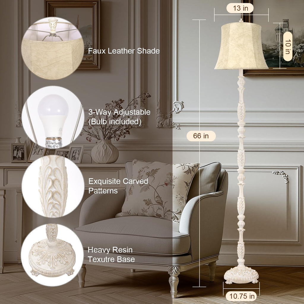 Rustic 66" Wash White Floor Lamp Bedroom