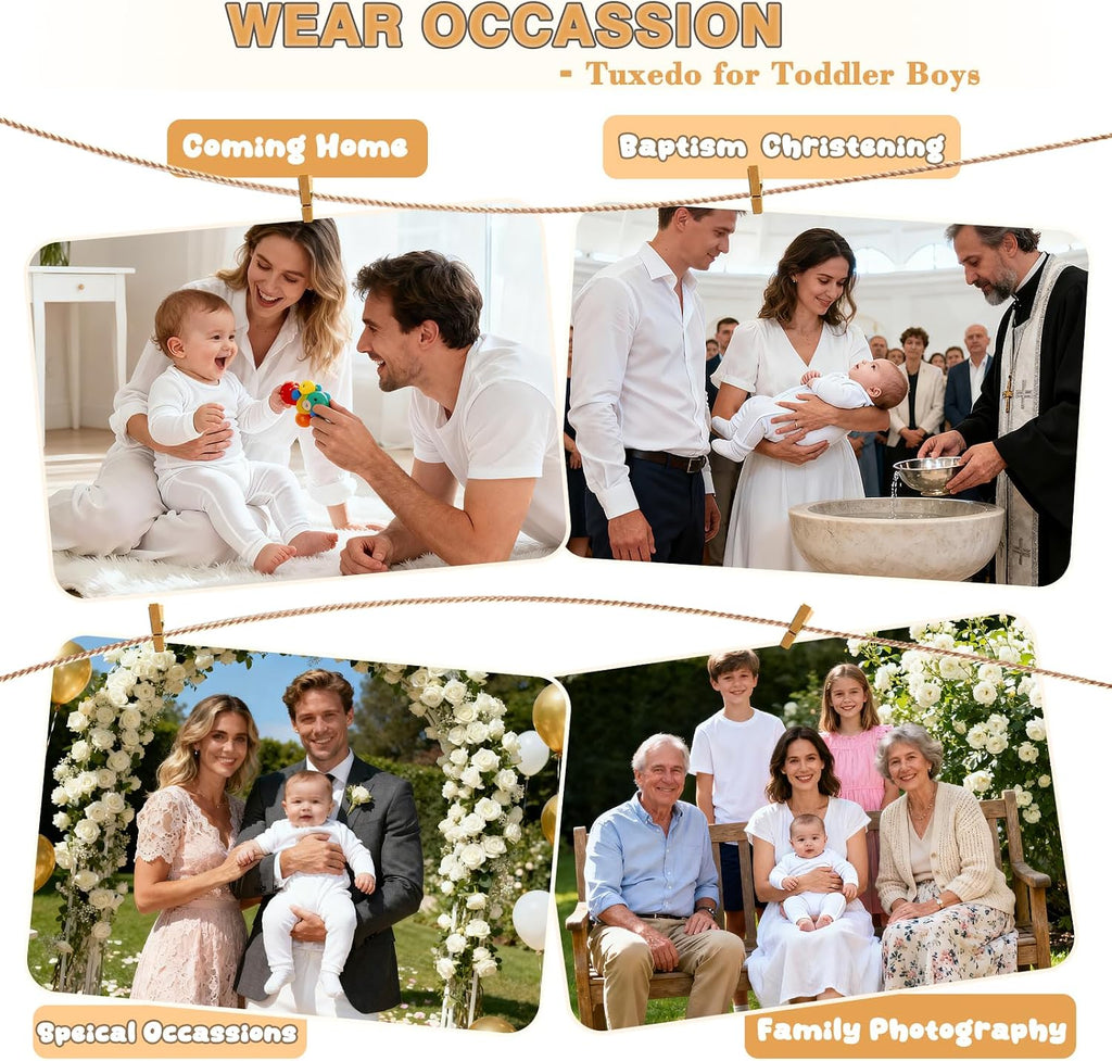 Christening Baptism Outfits for Boys Formal Dress White Baby Suit