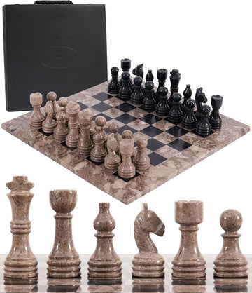Marble Chess Set 15" - Handmade Luxury Chess Board Game Adults