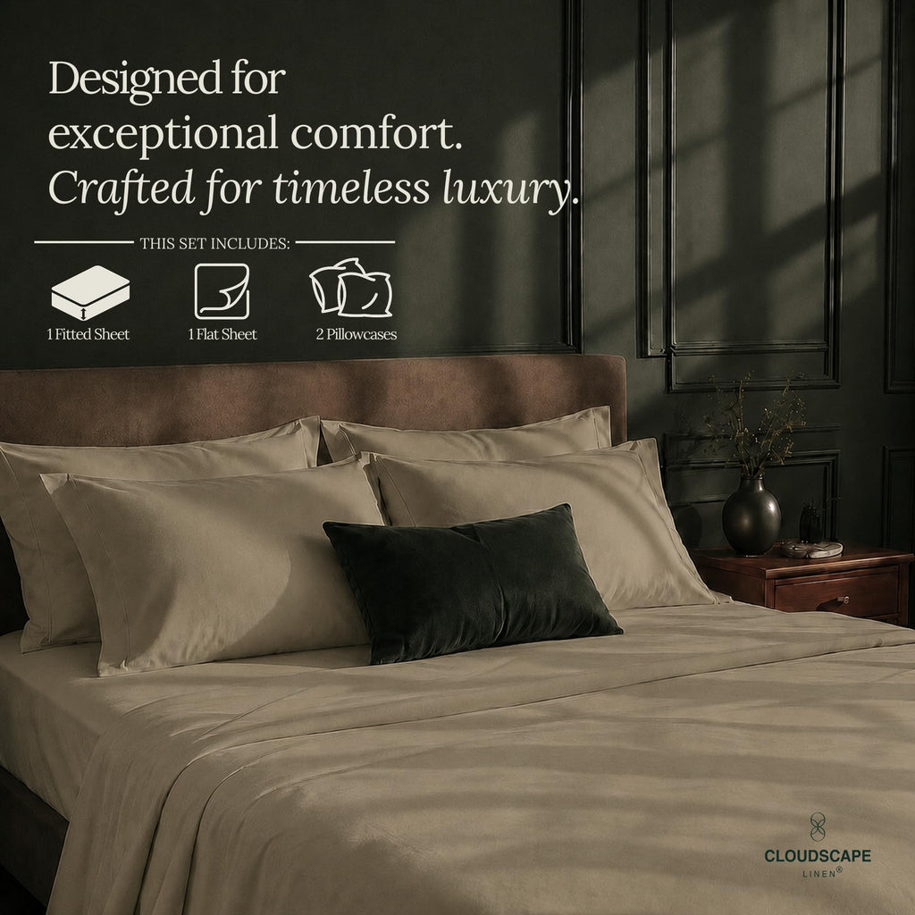 Scape Sheet Sets Full Size Bed 100% Egyptian Cotton Sateen - Linen