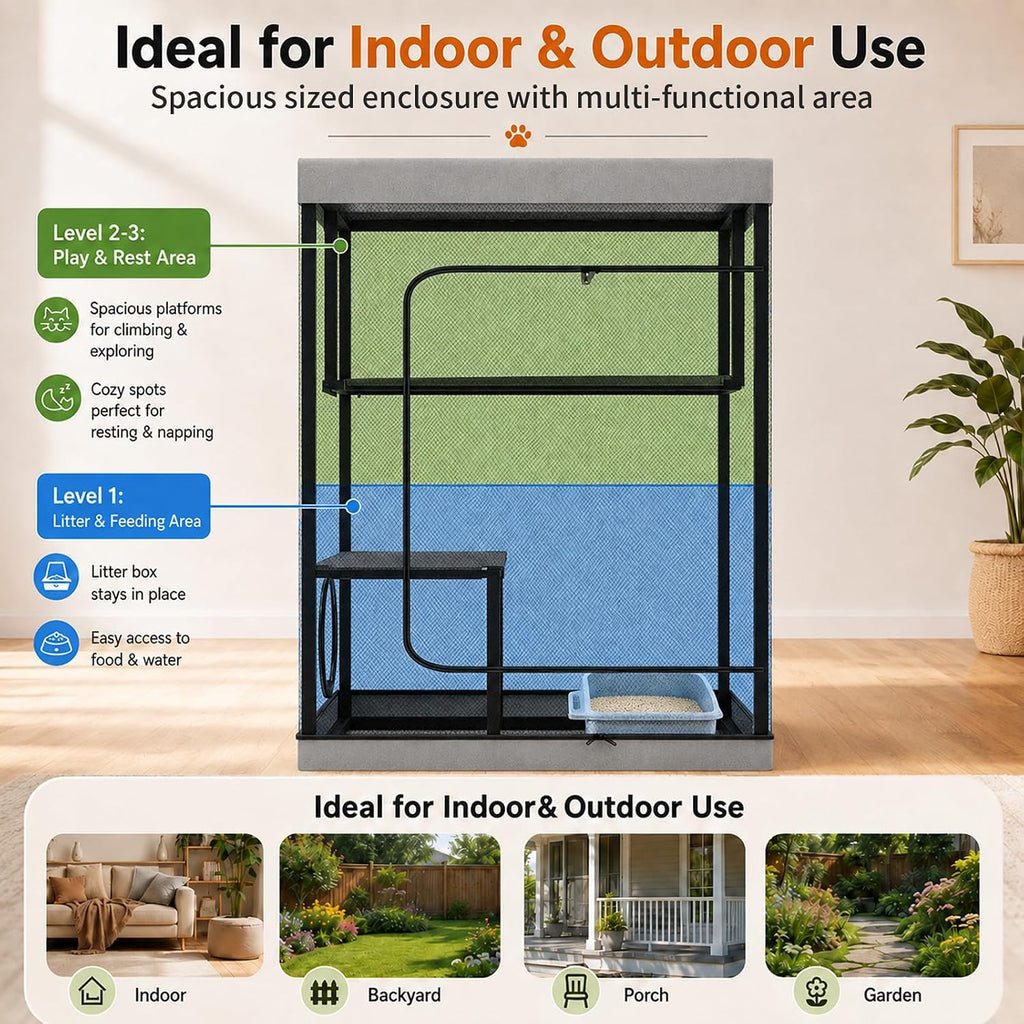 Large Catio Outdoor Cat Enclosure Cat Cage 43.3"× 26" × 26"