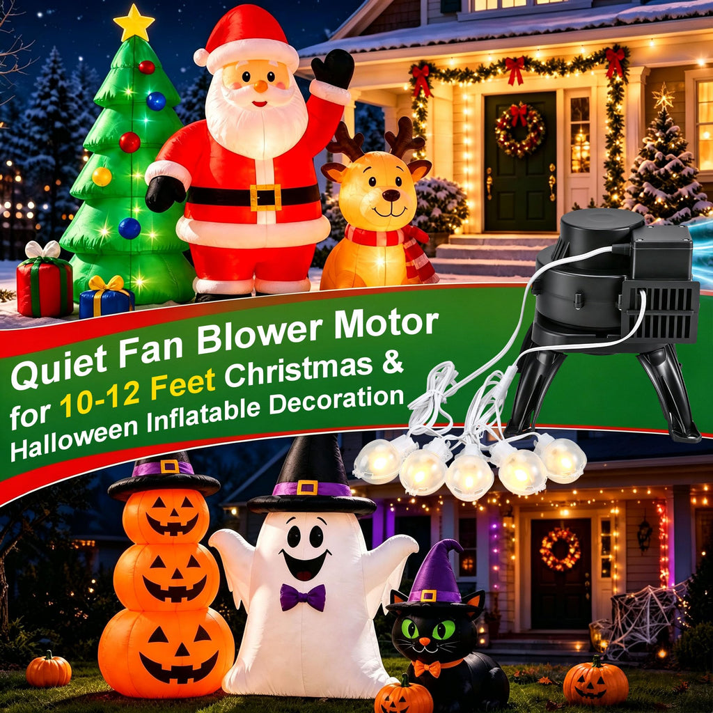 Inflatable Fan Replacement with 5 Lights & Base, Black