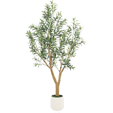 Artificial Olive Tree with White Pot - 6.8FT Faux Olive Tree Decor