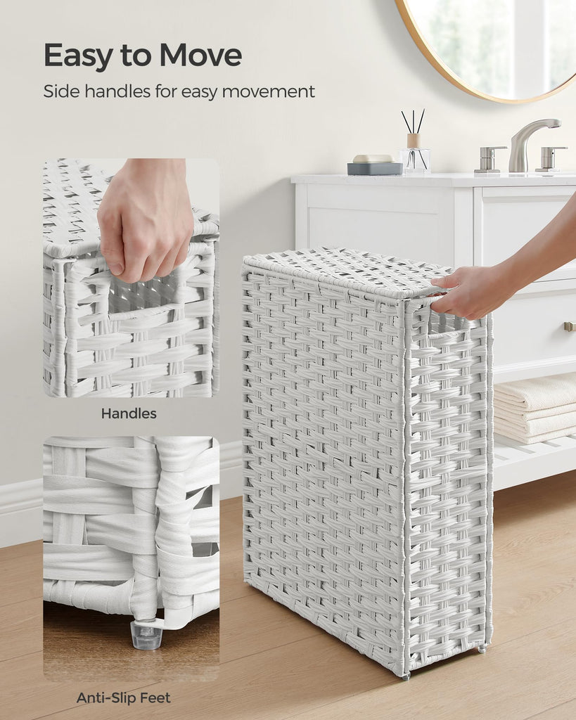 Laundry Hamper with Lid, 14.5 Gal (55 L) Synthetic Rattan,Foldable