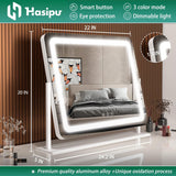 Vanity Mirror with Lights, 24.2" x 20" LED Make up Mirror, Light up Mirror with 10X Magnification, Smart Touch 3