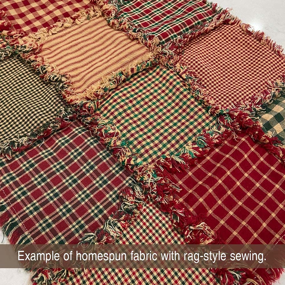 Primitive Red 7 Homespun Cotton Plaid Fabric by - Sold by The Yard
