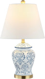 22.25" Blue/White Chinoiserie Ceramic Urn Table Lamp, Traditional Classic Nightstand Lamp Bedroom, W