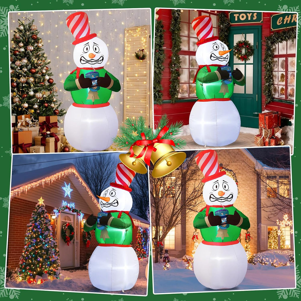 6FT Animated Snowman Christmas Inflatables Outdoor Decorations