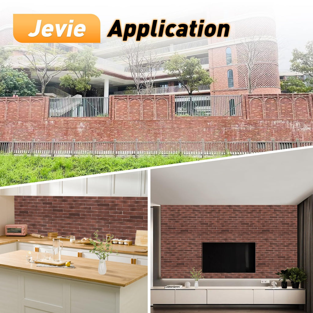Thin Brick Veneer, 8.5" x 2.3" Faux Brick, Wall Tile, Interior and Exterior Wall, Supplied by (100pcs, RED)
