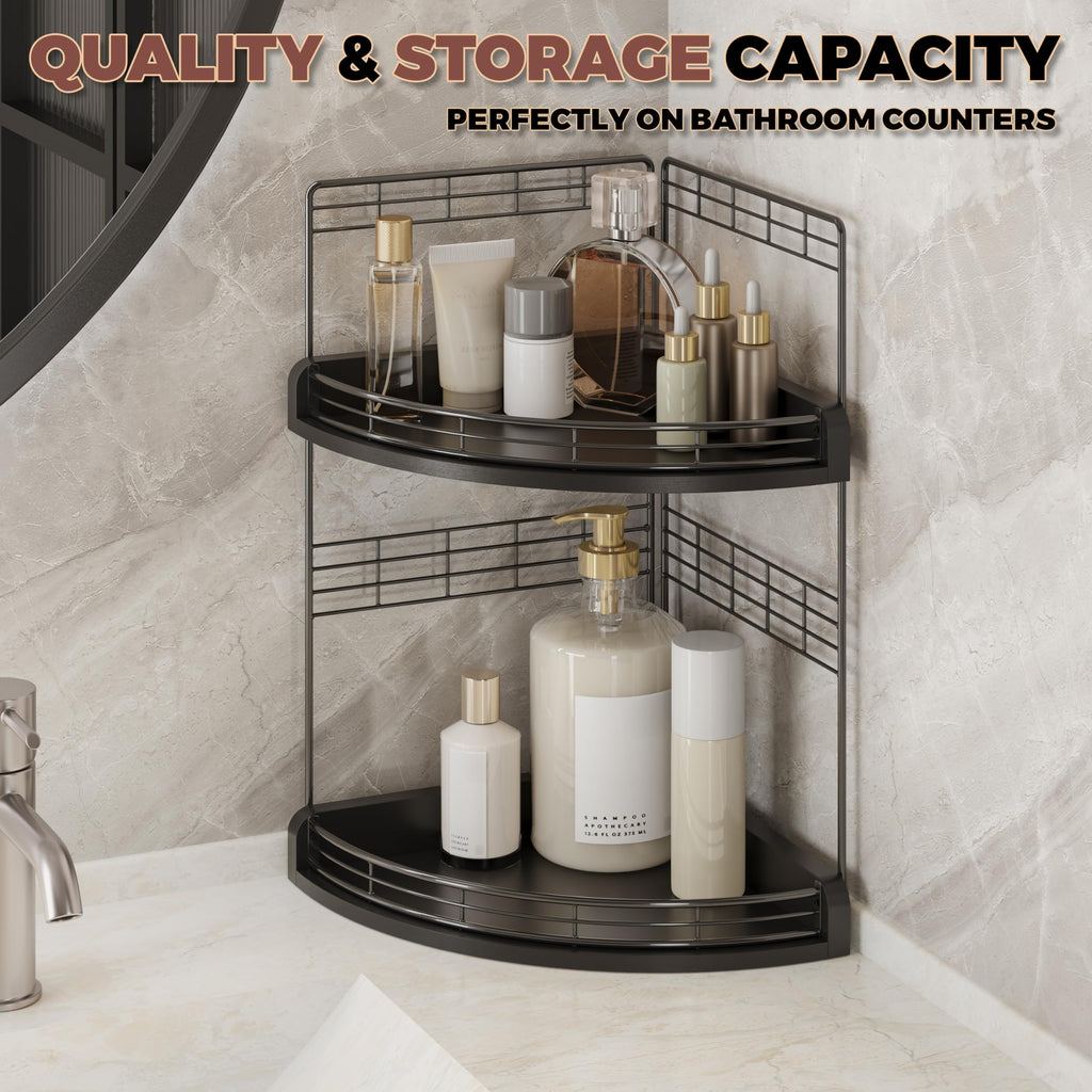 Bathroom Countertop Corner Organizer for Small Spaces, 2-Tier Counter Shelf