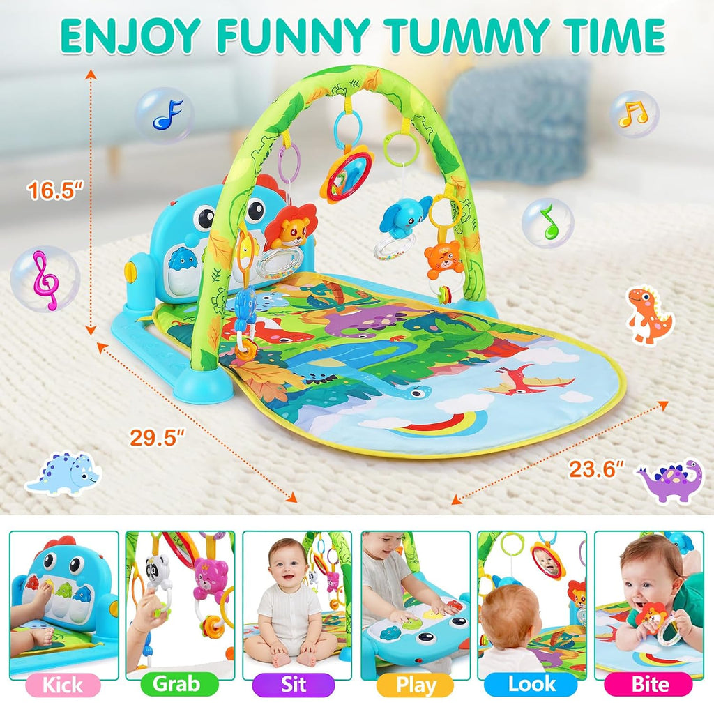 Baby Gym Play Mat Baby Gifts Tummy Time Mat Activity Center, Dinosaur