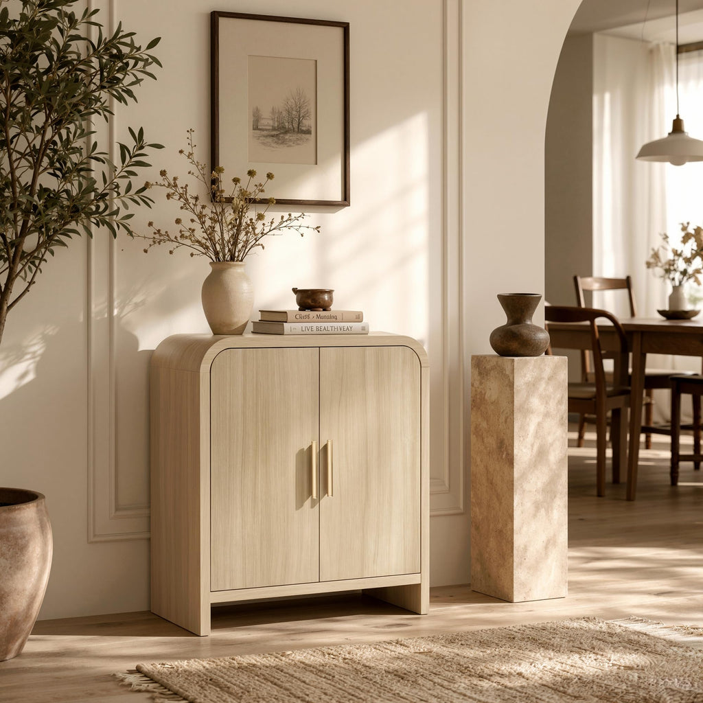 33.43" Modern Buffet Cabinet with Storage, Curved 2-Door Sideboard