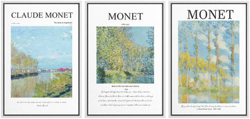Framed Wall Art Print Set Argenteuil Landscapes by Claude Monet Nature Wilderness Illustrations Fine Art Rustic