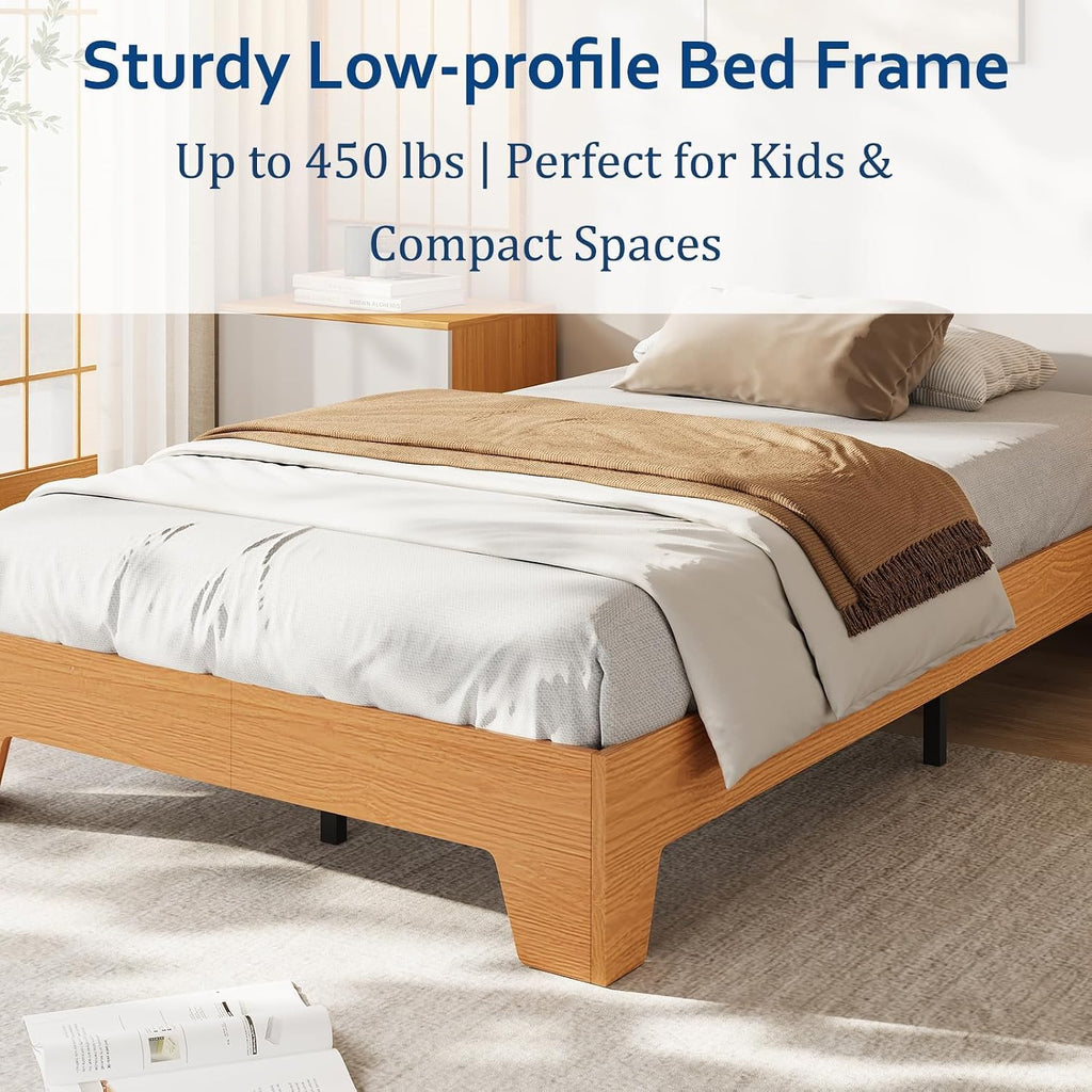 Wood Platform Bed Frame, Low Wooden Bed Frame, Kids Bed