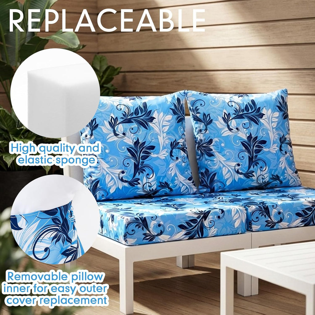4 Set Outdoor Chair Patio Cushions 20 x 20 Inch Deep Seat Waterproof Chair Cushions Furniture Set Replacement