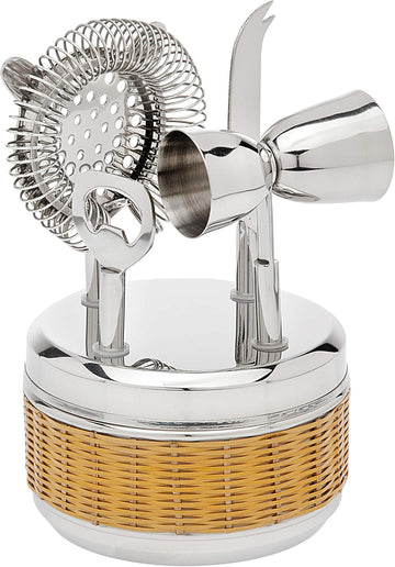 Bar Tool Set with Stand - Stainless Steel Bartender Mixology Kit - Set - Set of 5