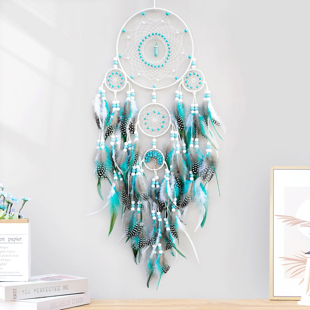 Large Dream Catchers, Boho Woven Turquoise Dream Catcher Wall Hanging Ornament Living Room Apartment Wedding Party