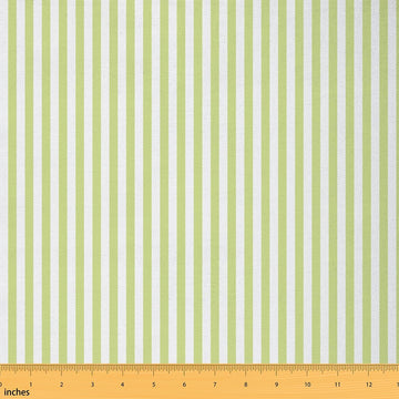 Green White Stripes Fabric by The Yard, Geometric Striped Soft Polyester No Stretch Fabric, Modern Simple Lines