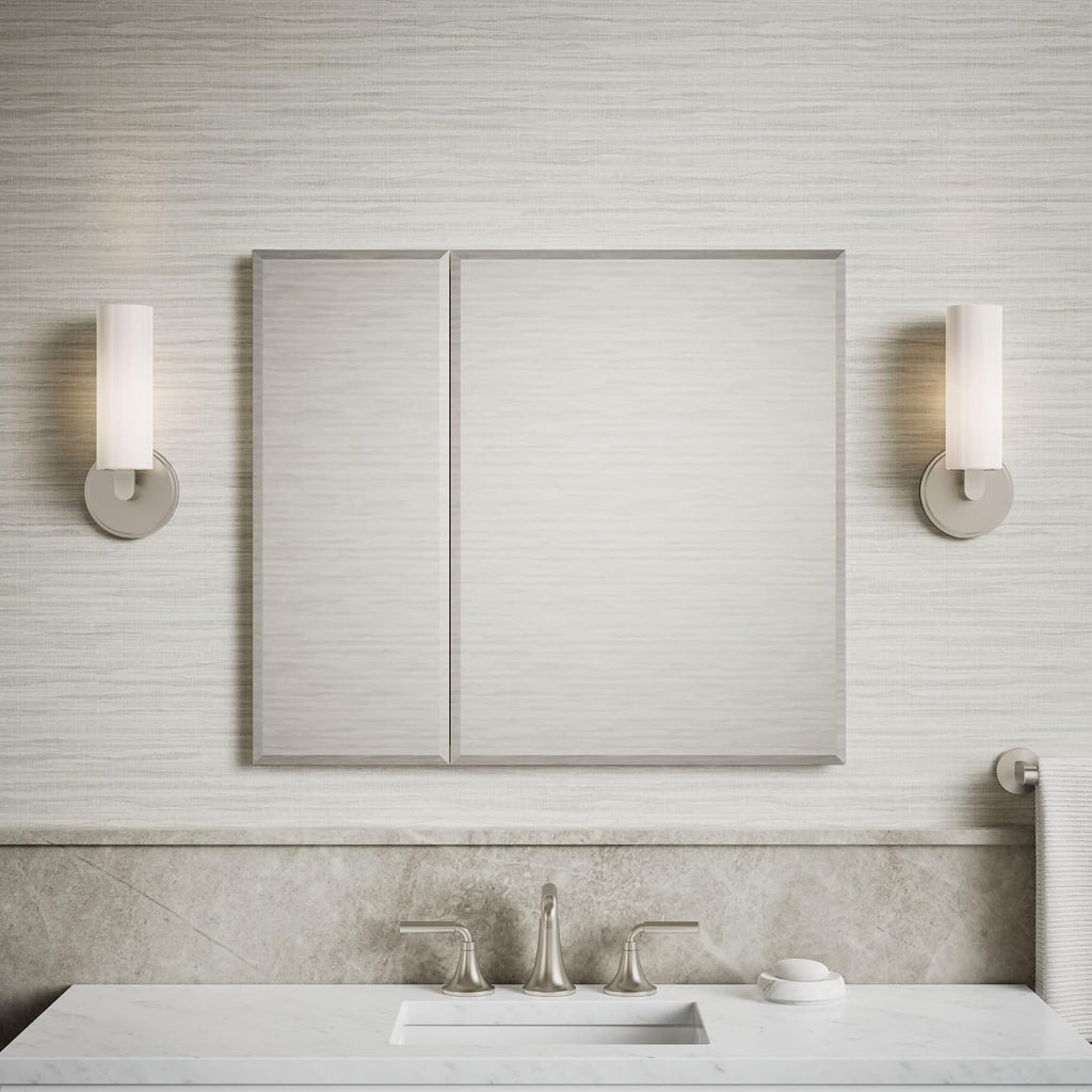 CB-CLC3026FS Bathroom Medicine Cabinet with Mirror, Beveled Mirror Doors, Adjustable Shelves, Rectangular Beveled
