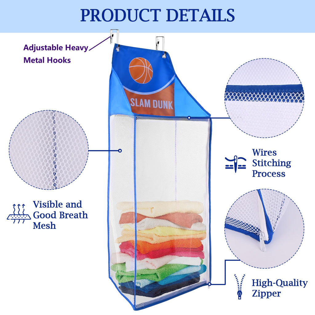 2 Pack Over the Door Laundry Hamper, Hanging Basketball Basket