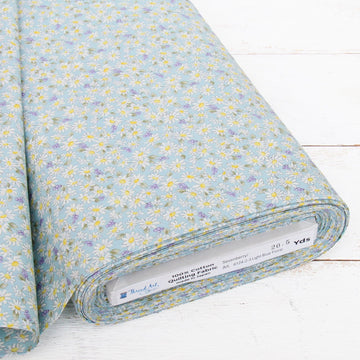 Sevenberry Light Blue Daisy Floral Cotton Quilting Fabric - 10 Yard Cut