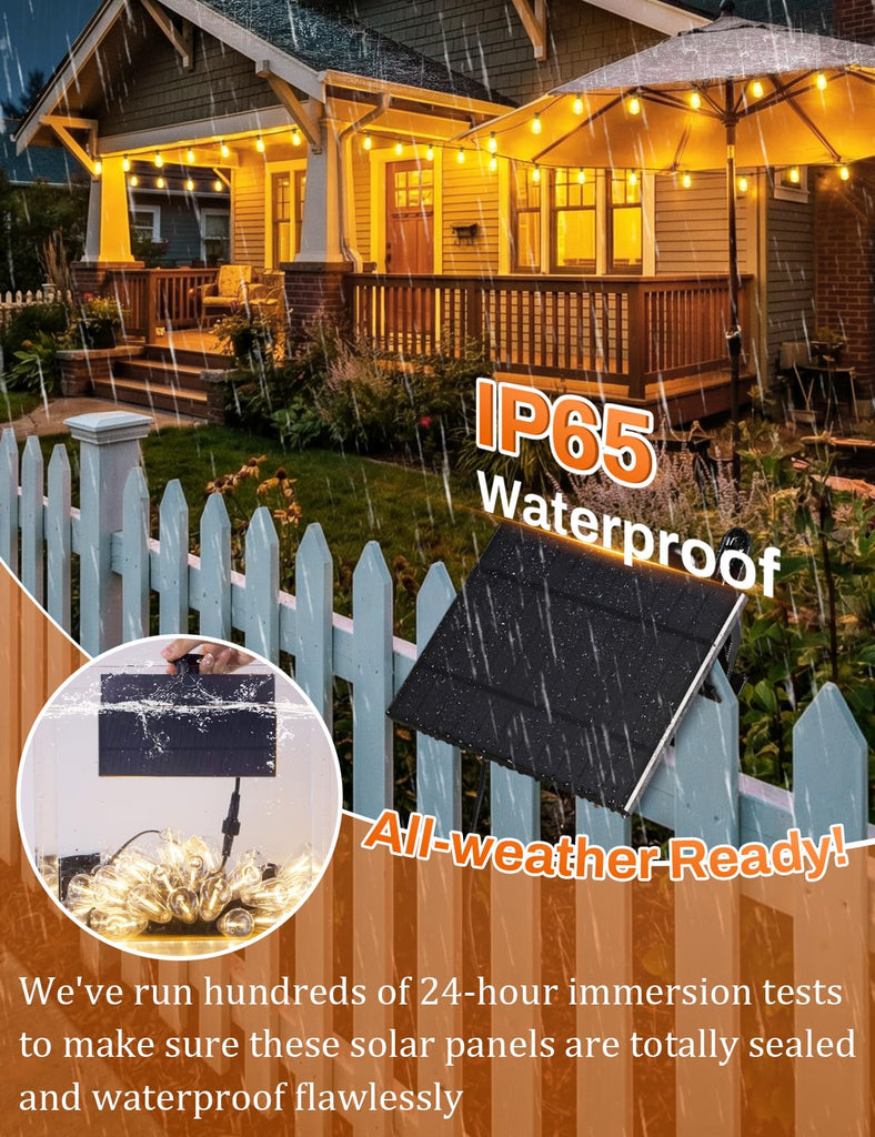 Solar String Lights Outdoor Waterproof with Remote, 36+2 Shatterproof ST38 LED Bulbs, Dimmable Patio Lights