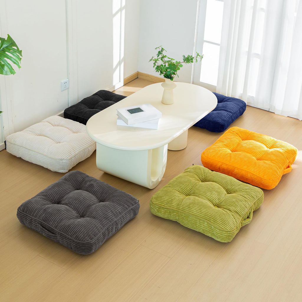 Floor Pillow Cushion for Adults, Meditation Cushion Pillow, Large Square Floor Sitting, Tufted Corduroy Cover, for