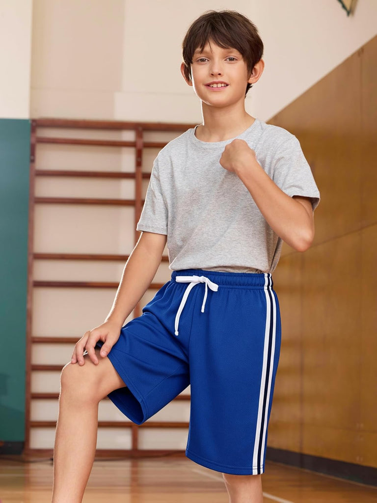 4 Pack Boys Athletic Shorts Mesh Basketball Soccer Quick Dry Short