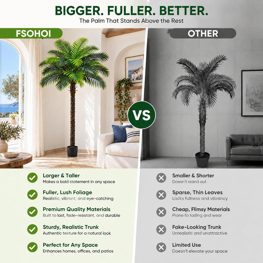 7FT Artificial Phoenix Palm Tree, Faux Coconut for Indoor Outdoor
