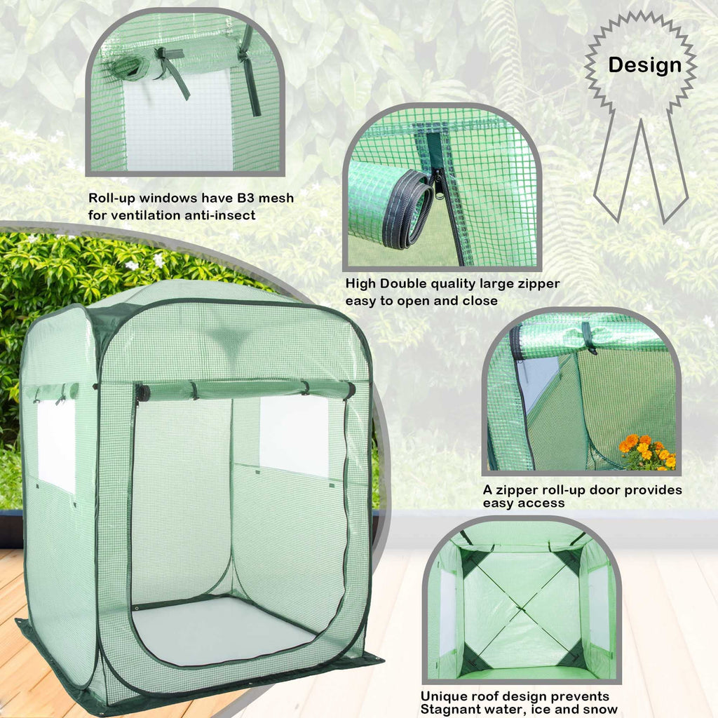 Pop Up Greenhouse Tent, Portable X-Large Walk-in Flower House, Indoor Outdoor Gardening Plant Sunshine Room with PE