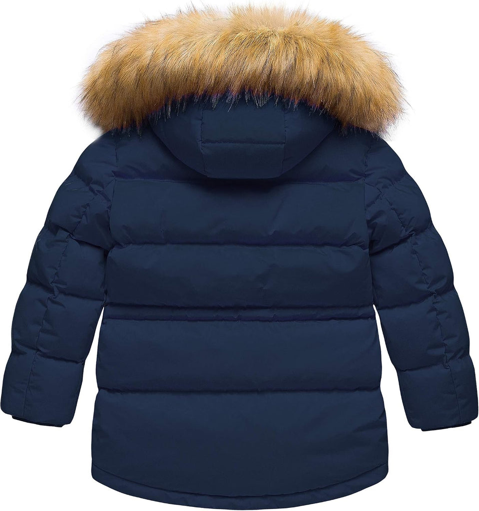 Boy's Winter Parka Water Resistant Hooded Puffer Fleece Lined Jackets Coats