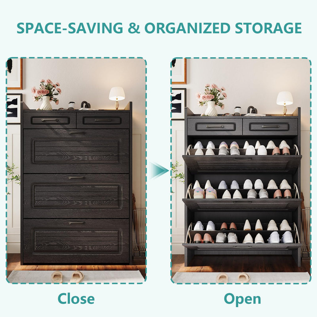 Shoe Cabinet Storage with 3 Large Flip Drawers & 2 Drawers