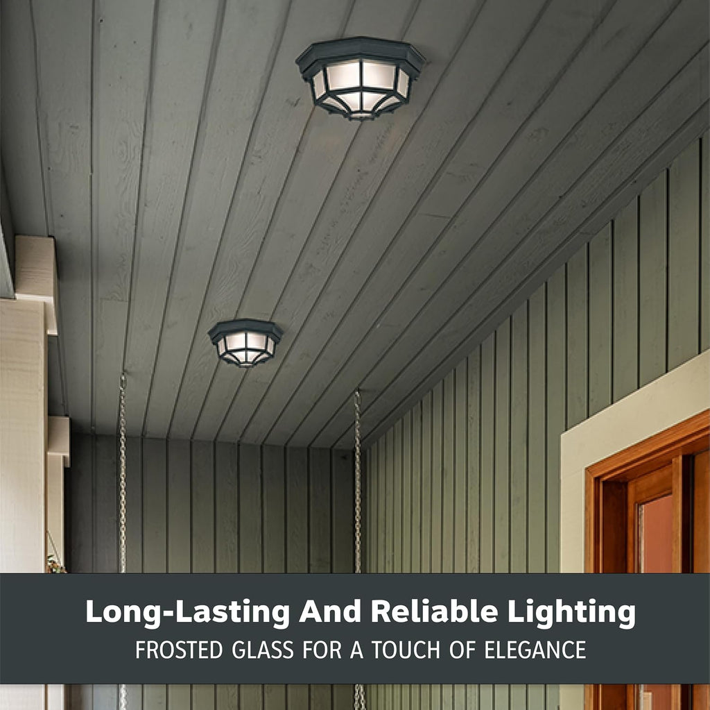 Builder Cast Outdoor Flush Mount Ceiling Light, 10.5 in W, Black