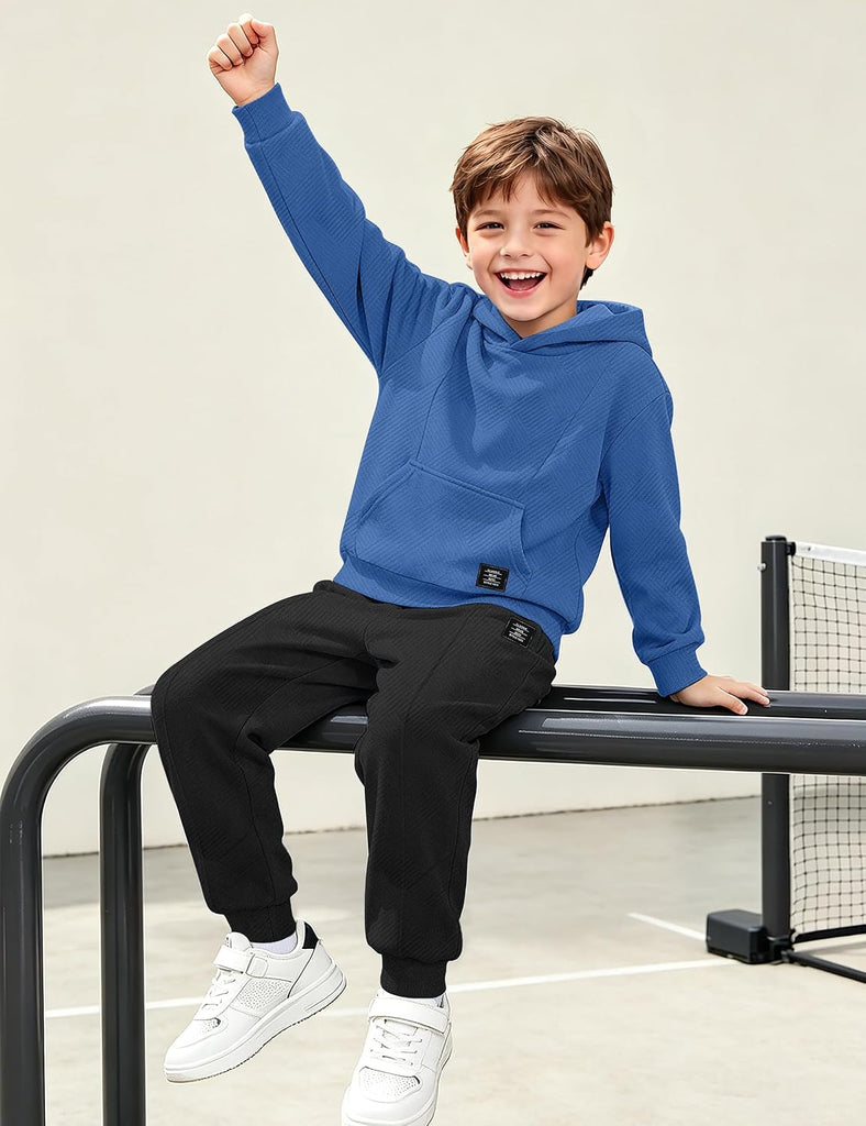 Boys Clothes Ribbed Boy Outfits Long Sleeve Hoodie Jogger Set