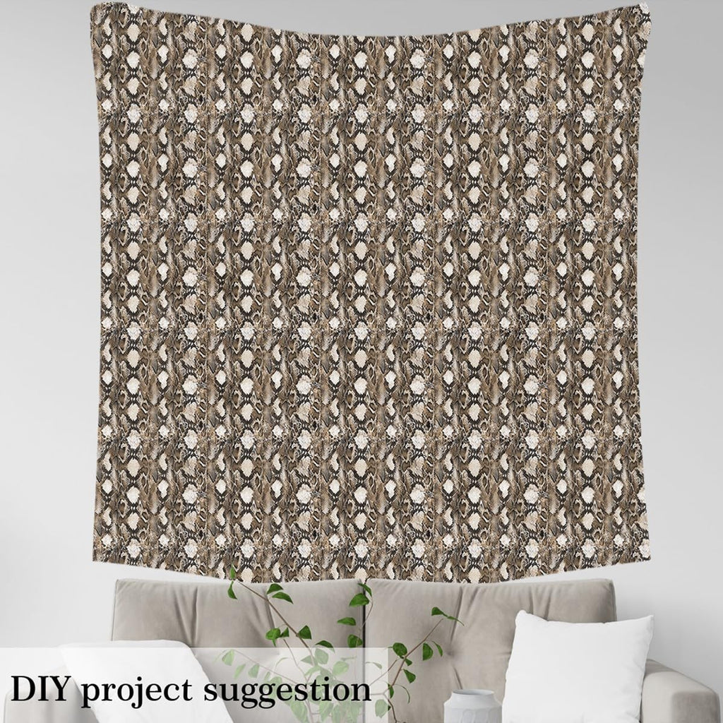 Snake Skin Pattern Fabric by The Yard, Brown Black Snakeskin Print Soft Polyester No Stretch, Wild Animal Fabric Soft