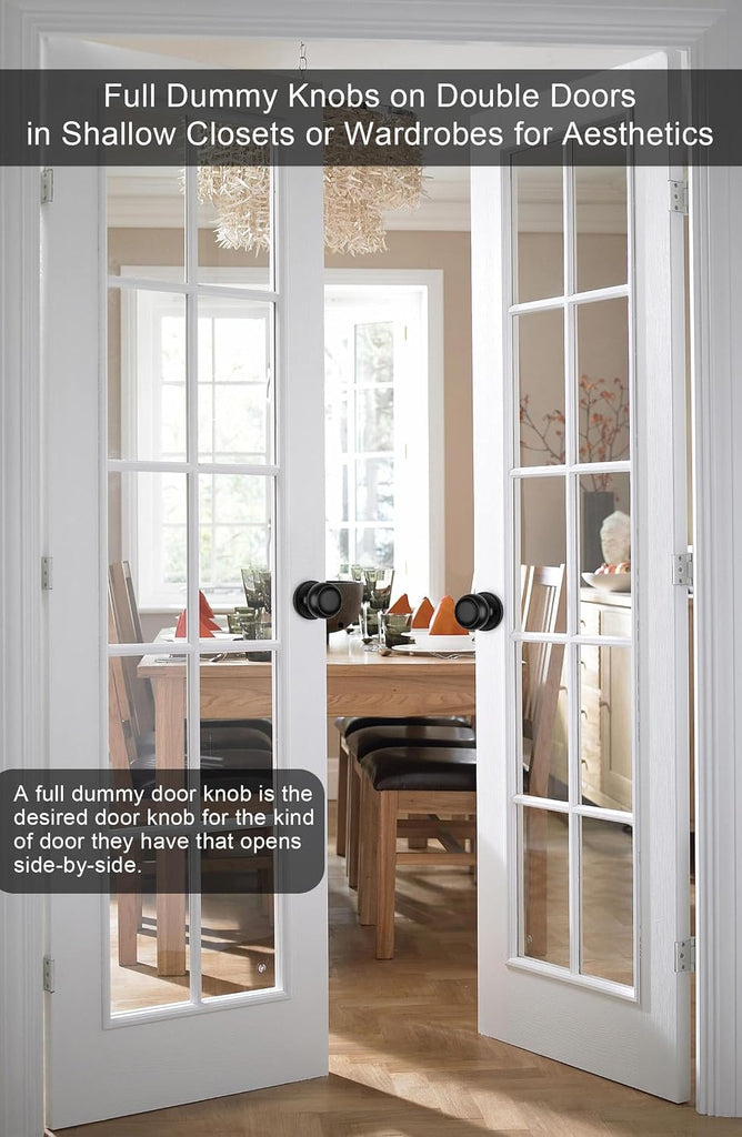 Matte Black Dummy Door Knobs, No-Turning Closet Door Knob